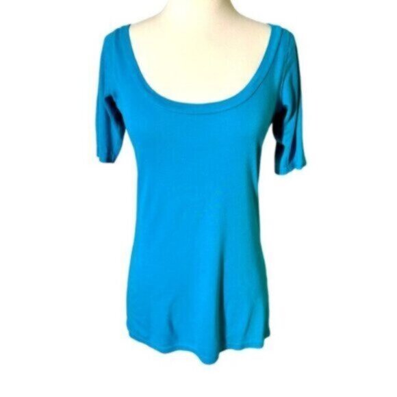 Michael Stars | Women's Blue Scoop Neck T-Shirt One Size Fits Most - Picture 4 of 12